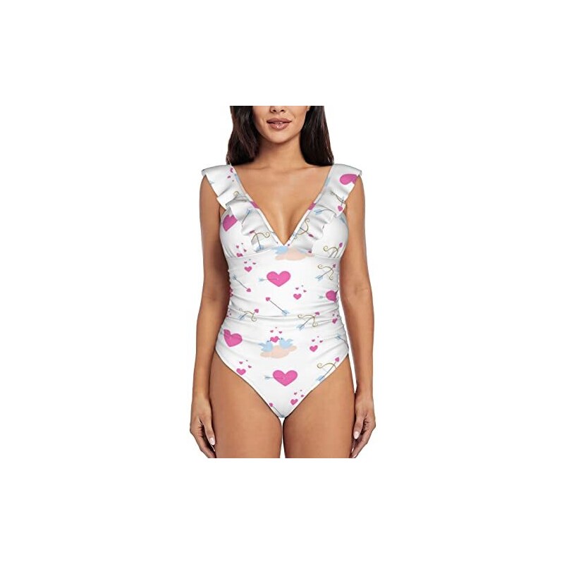 Floerns Costume Intero Donna Con Scollo Quadrato E Maniche A Volant – Taglie Forti, Stampa Floreale - 2