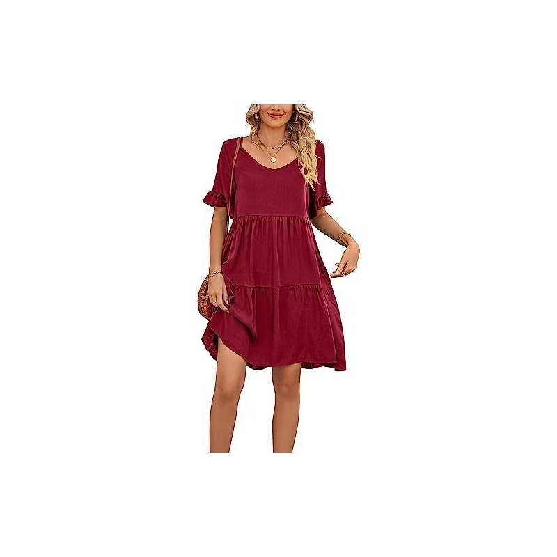 Gothden Abito lungo da donna, estivo, casual, stile boho, linea ad A, Nero , S