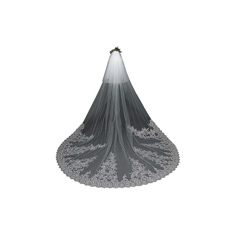 Acquista Veli Da Sposa In Pizzo Con Pettine Corti A Due Strati Eleganti - Foto 2