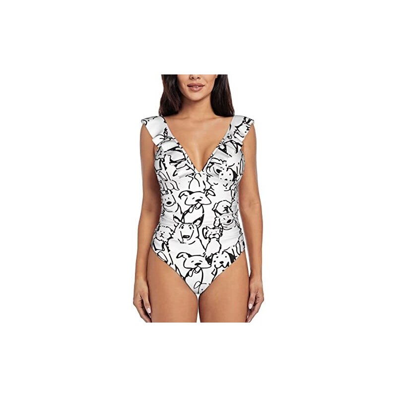 Costume da bagno con gigli, spalle arricciate e scollo a cuore