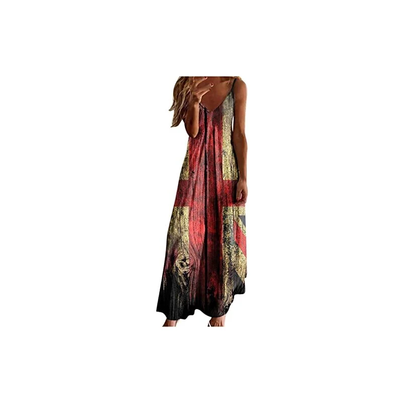 Floerns Maxi abito estivo da donna con stampa floreale tropicale con