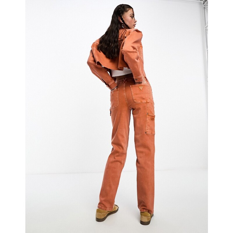 Guess Originals - Jeans arancioni a pannelli in coordinato-Arancione