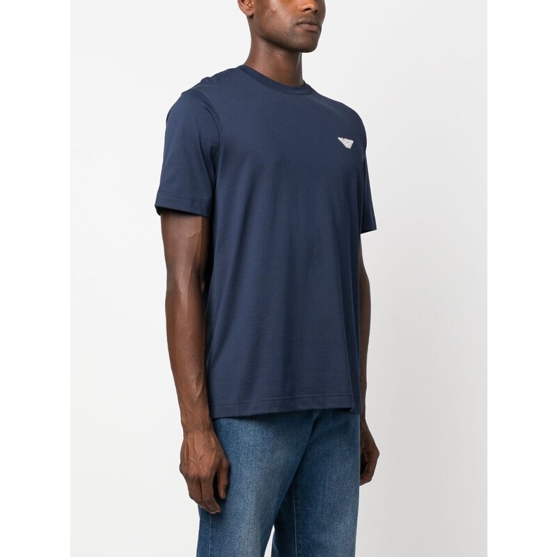 EMPORIO ARMANI t-shirt blu con stampa sul retro