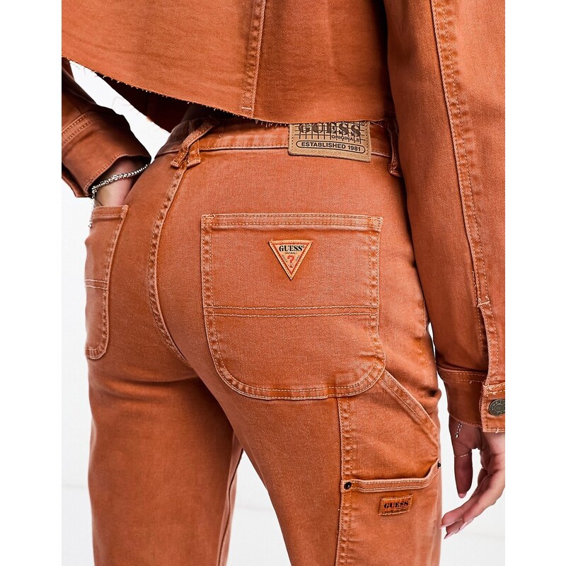 Guess Originals - Jeans arancioni a pannelli in coordinato-Arancione