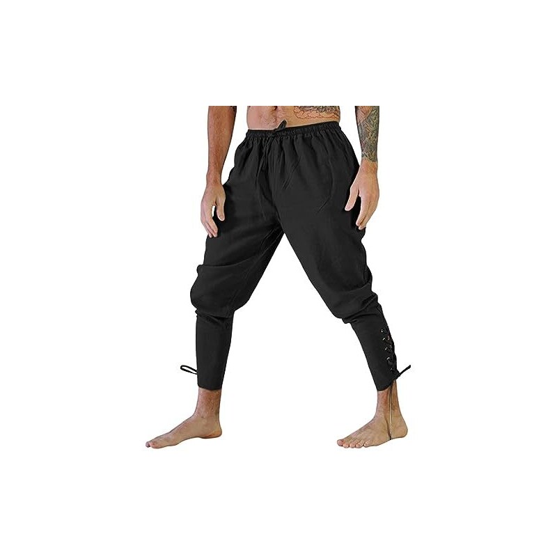 Pantaloni da uomo cinturino alla caviglia Pantaloni medievali vichingo Mariner pirata costume Pantaloni gotici rinascimentali Plus Size | IT