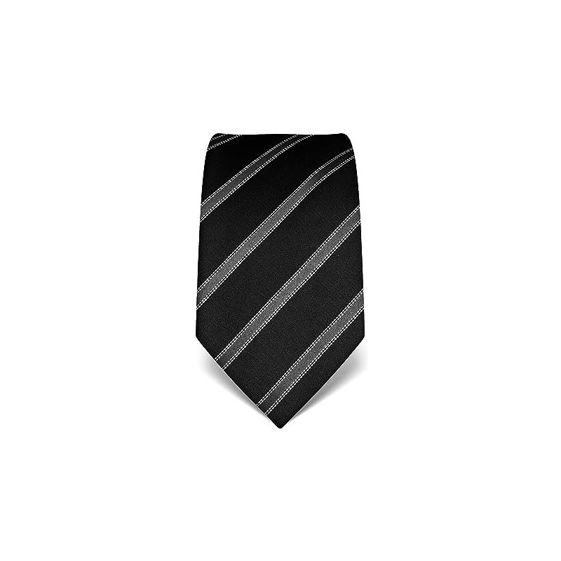 Vincenzo Boretti cravatta elegante classica da uomo, 8 cm x 15 cm, di pura seta di alta qualità, idrorepellente e antisporco, motivo a righe nero
