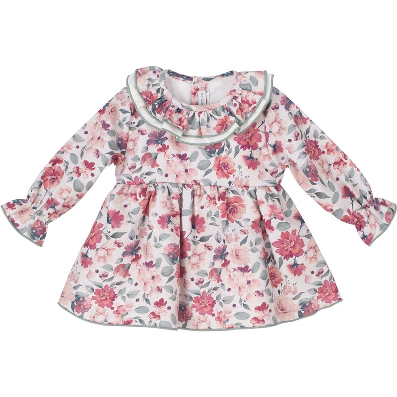 Cinda Vestito da Festa Estiva in Cotone con Fiori di Fiori Rosa 4-5 Anni