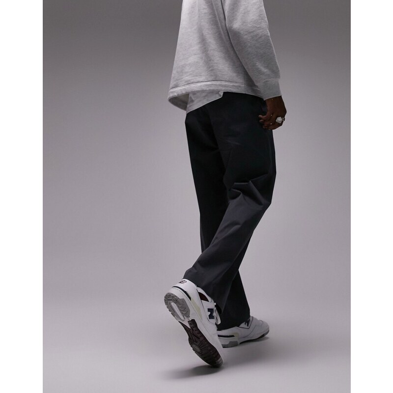 Topman - Pantaloni ampi in cotone lavaggio grigio