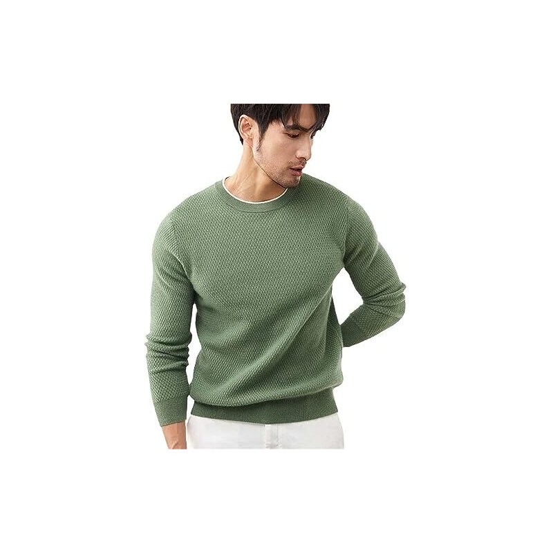 Maglione Uomo Lana Maglioncino con Toppe Girocollo Casual Pullover