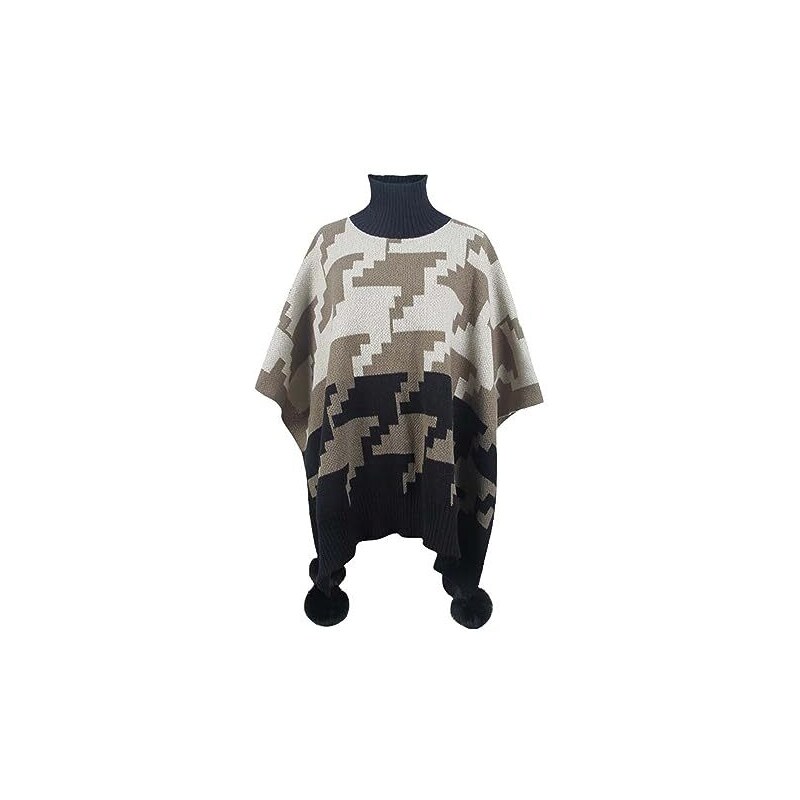 JYHBHMZG Autunno Inverno Gallo Centre Dolcevita Poncho Cardigan Donna Streetwear Mezza Manica Maglione Sciarpa Cappotto Overcoats, cachi, Taglia unica