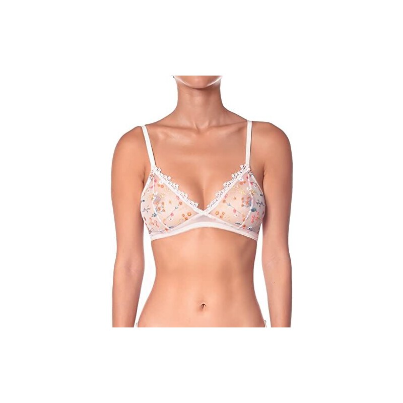 Top Bikini Goldenpoint Wonderland Con Ferretto E Coulisse – Microfibra Floreale, Spalline Regolabili, Perline Decorative, Made In Italy