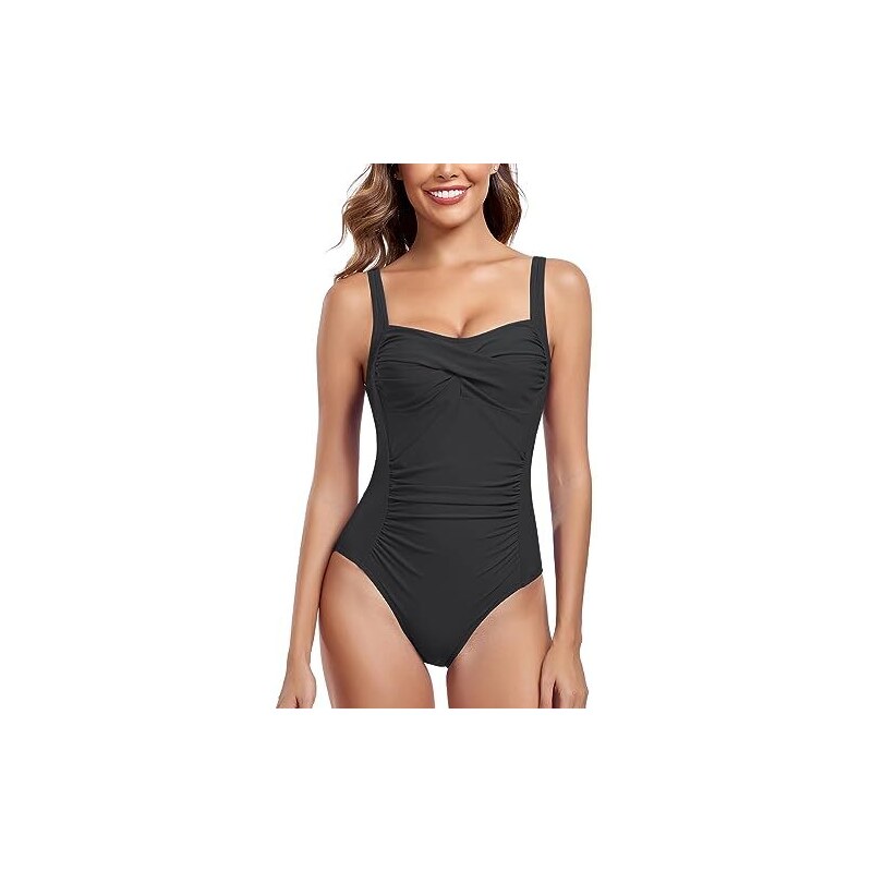 CUPSHE Costume Intero Donna Scollo A Cuore Arricciato – Con Spalline Rimovibili E Coppe Morbide, Taglie XS-XL, Perfetto Per Spiaggia E Piscina