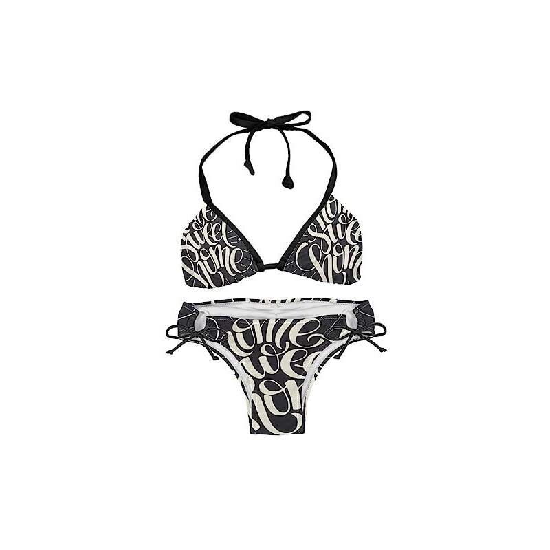 Costume da bagno da donna, con stampa a mucca, costume da bagno con scollo a V, costume da bagno a vita alta, cravatta, perizoma, triangolo bikini, set da 2 pezzi