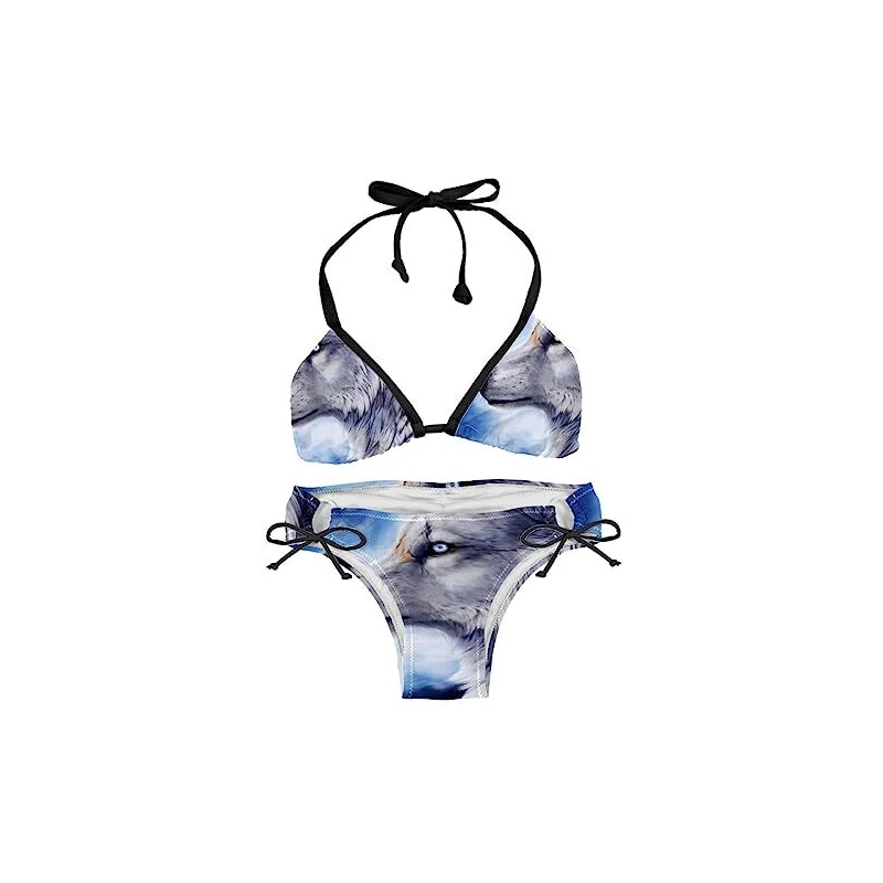 Costume Da Bagno Donna Bikini 2 Pezzi - Top Con Volant E Slip Vita Alta, Morbido Ed Elastico - Foto 12