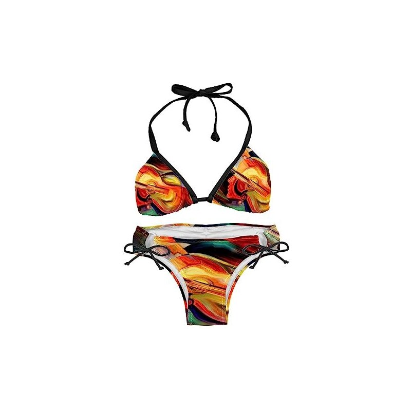 Suvimuga Bikini A Triangolo Per Donna, Due Pezzi Color Block Con Allacciatura, Top Con Imbottitura Rimovibile, Taglie XS-L - 3