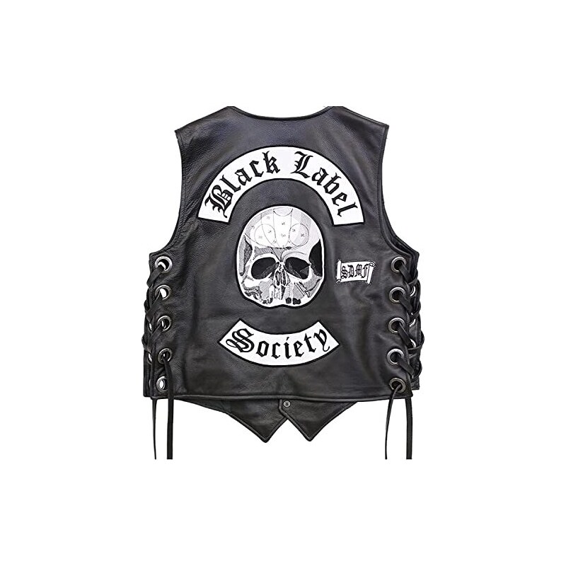 Giacca Biker In Pelle Rider Vest - Black Label Society, Uomo, Chiusura A Bottoni - Foto 11