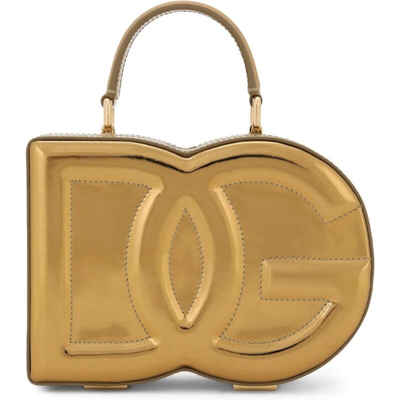 Borsa mini Lady Pelle di vitello color latte con stampa esque