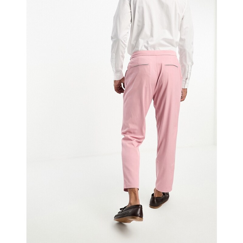 Labelrail x Stan & Tom - Pantaloni da abito affusolati aderenti rosa salmone in coordinato