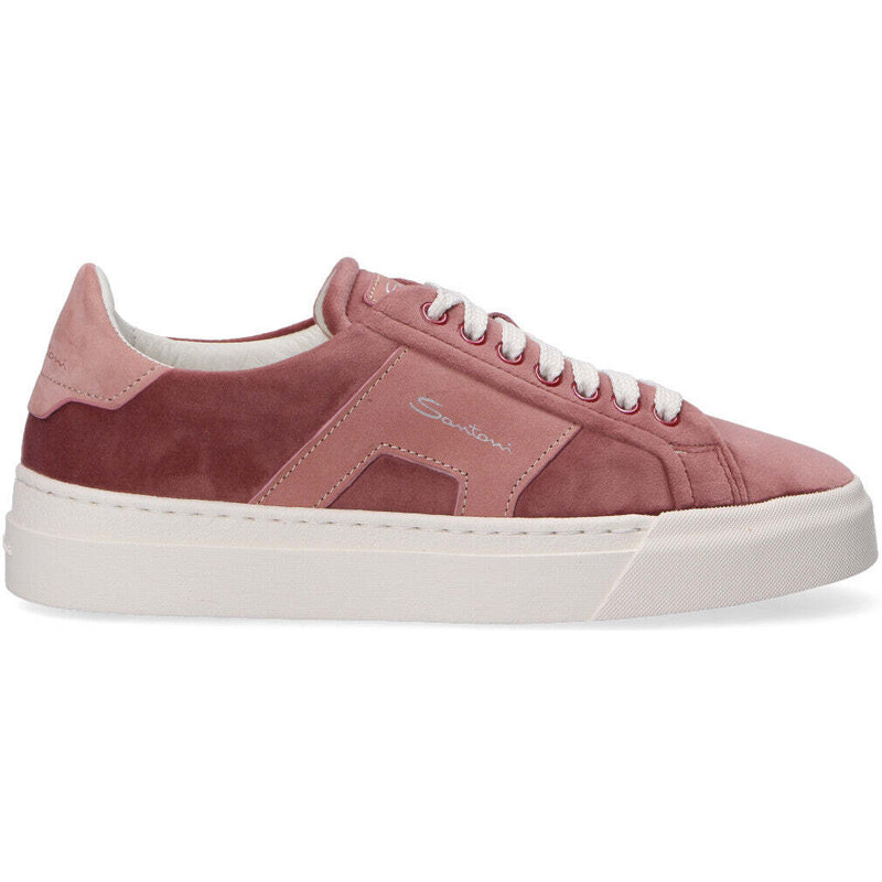 Santoni sneaker low top velluto nabuk rosa