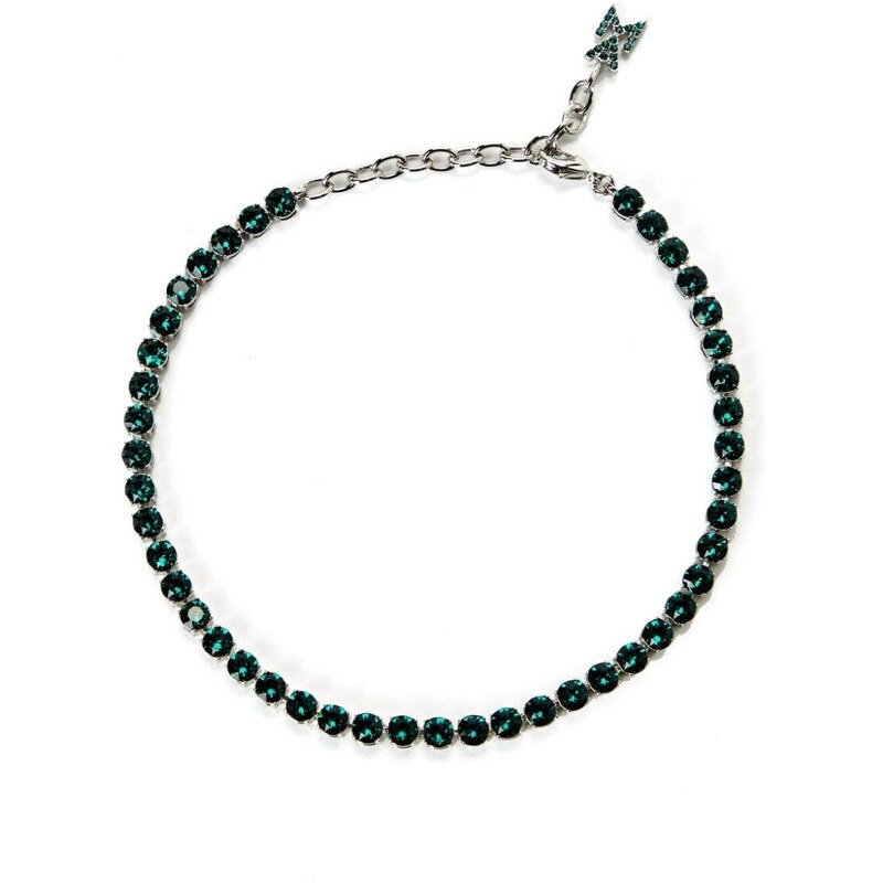 Amina Muaddi Cavigliera Tennis Con Cristalli - Blu - Foto 3