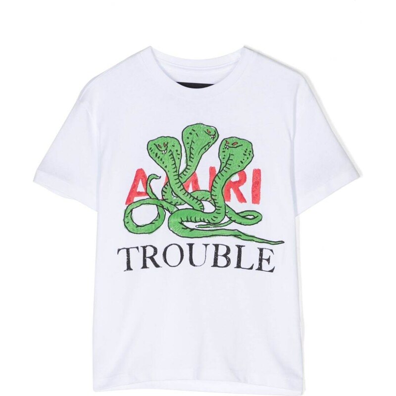 AMIRI KIDS T-shirt con stampa Trouble - Bianco AMIRI KIDS T-shirt con stampa Trouble - Bianco