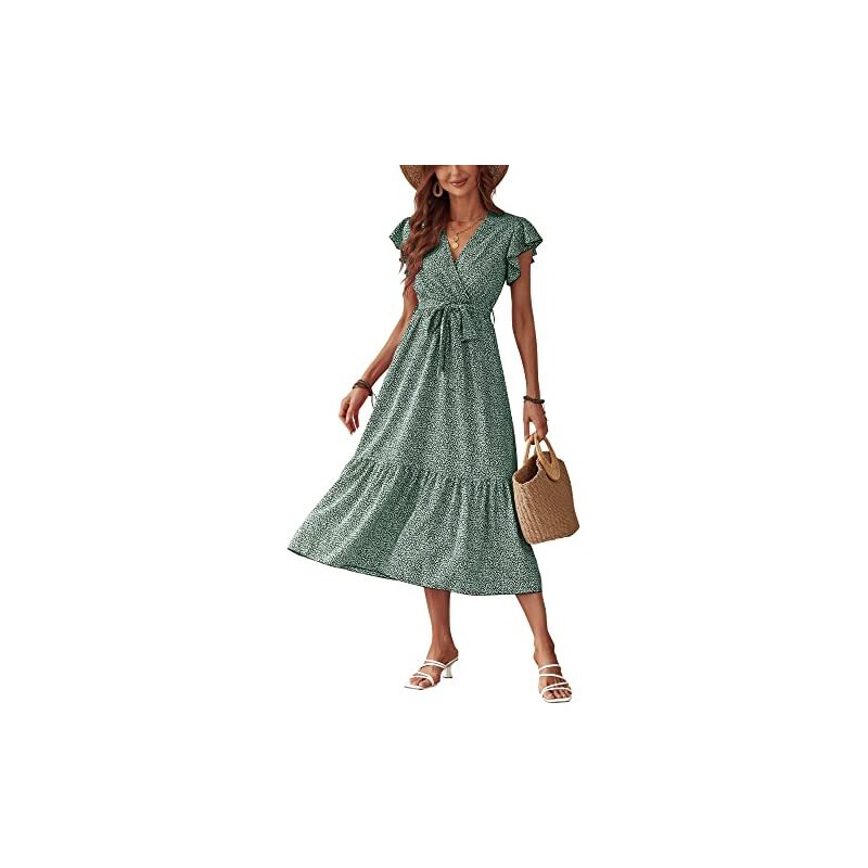 Vestido De Verano Para Mujer - Estampado Floral, Escote Halter | Tela Suave Y Elástica | Talla XL | Casual Y Elegante