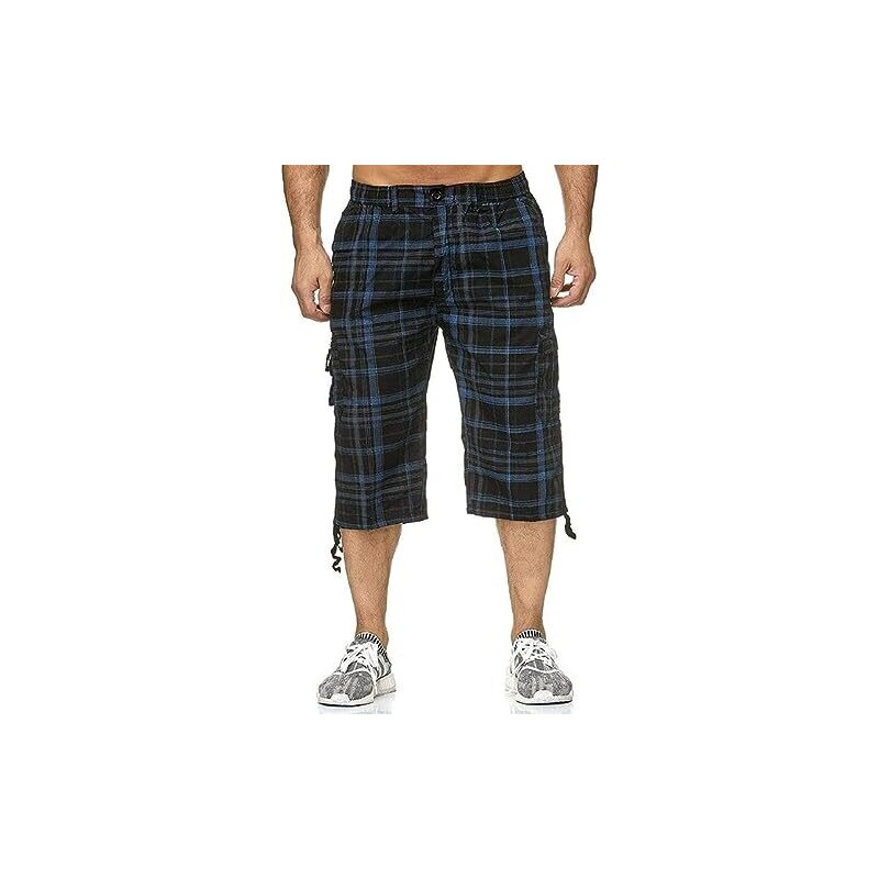 Pantaloncini Cargo Uomo 3/4 - Militare, Cotone, Multi-Tasche, Vita Elastica - Estivo Casual - Foto 4