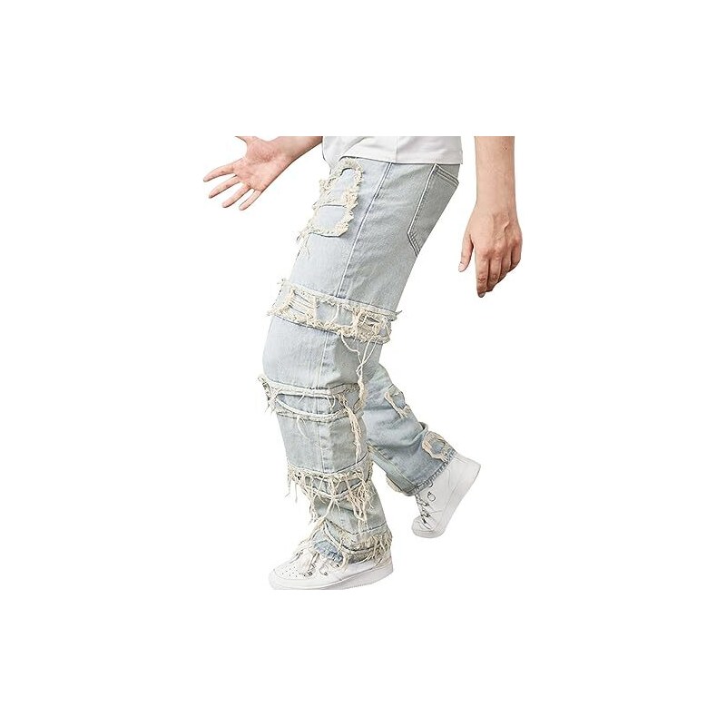 Pantalon Energie Homme Femme – Jean Coupe Large Baggy Hip Hop – Taille W27 Gris