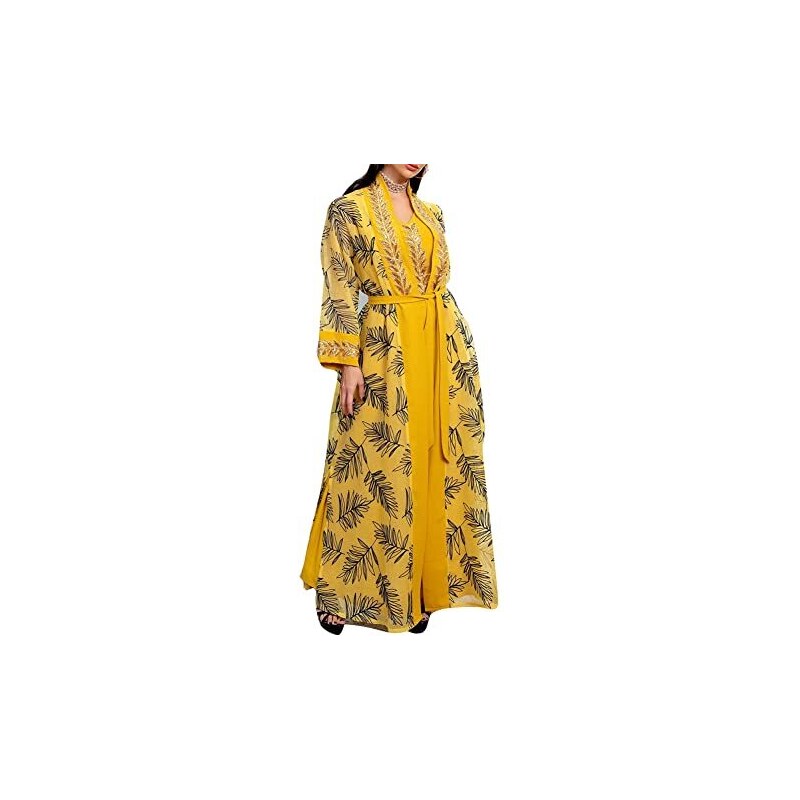 Caftano Maxi In Raso Donna Musulmano - Abito Lungo Manica Lunga Islamico Abaya