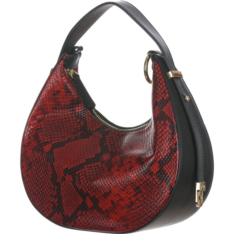 Borsa A Tracolla In Vera Pelle Mezza Luna - Verde, Beige O Rosso, Tracolla Rimovibile, 20x12x6cm - Foto 13