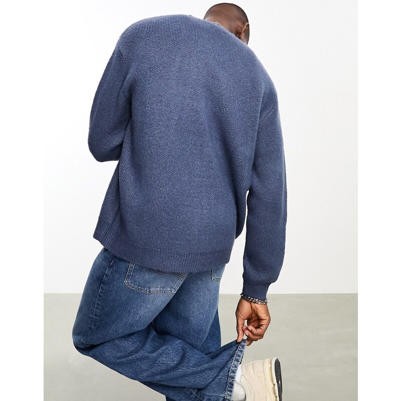 ASOS DESIGN - Cardigan oversize in maglia soffice blu