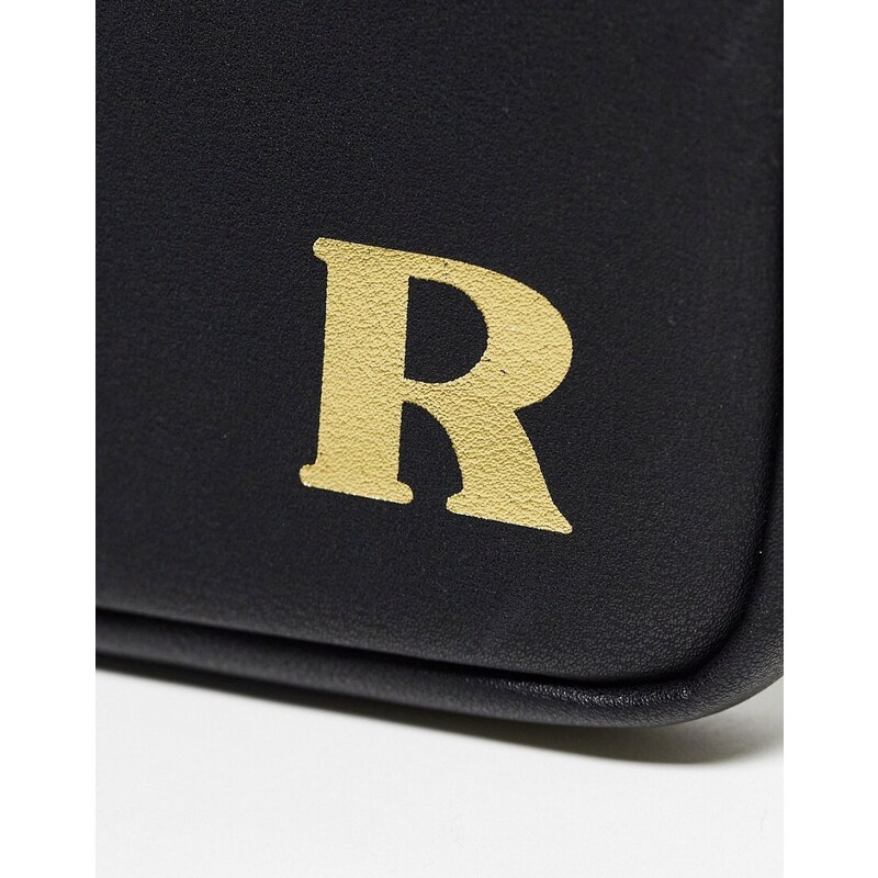 ASOS DESIGN - Custodia per portatile nera personalizzata con lettera "R"-Nero