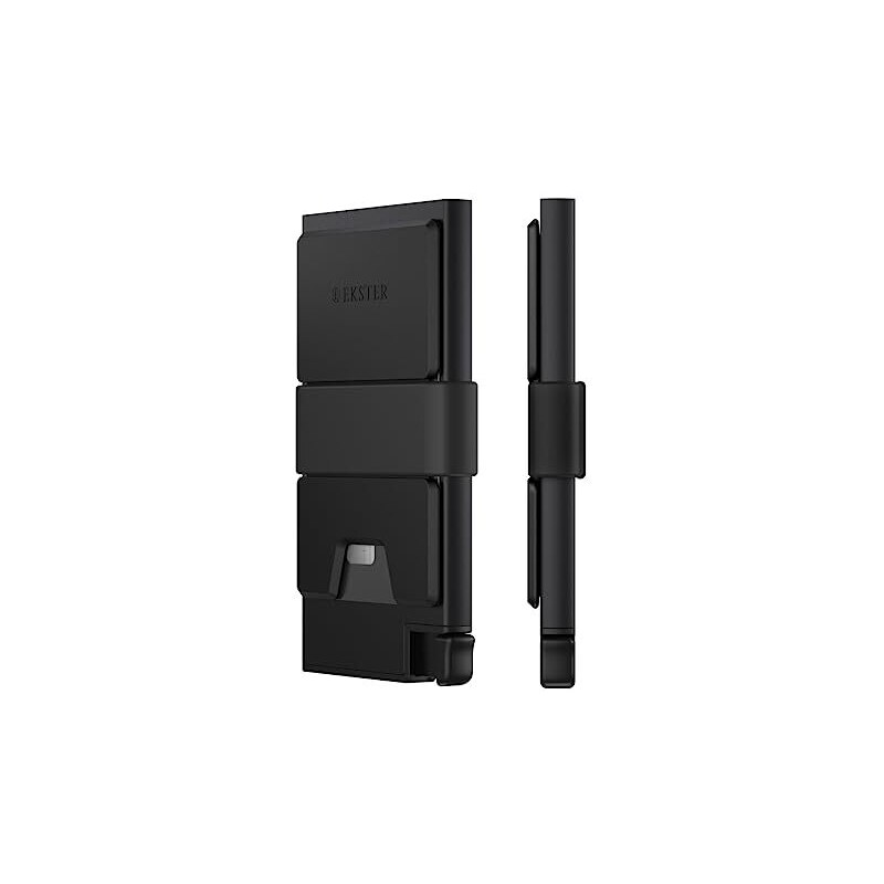 Ekster Portafoglio porta carte in alluminio | Portafoglio RFID per uomini e donne | Portafoglio sottile e minimalista in alluminio con porta carte pop-up (nero opaco)