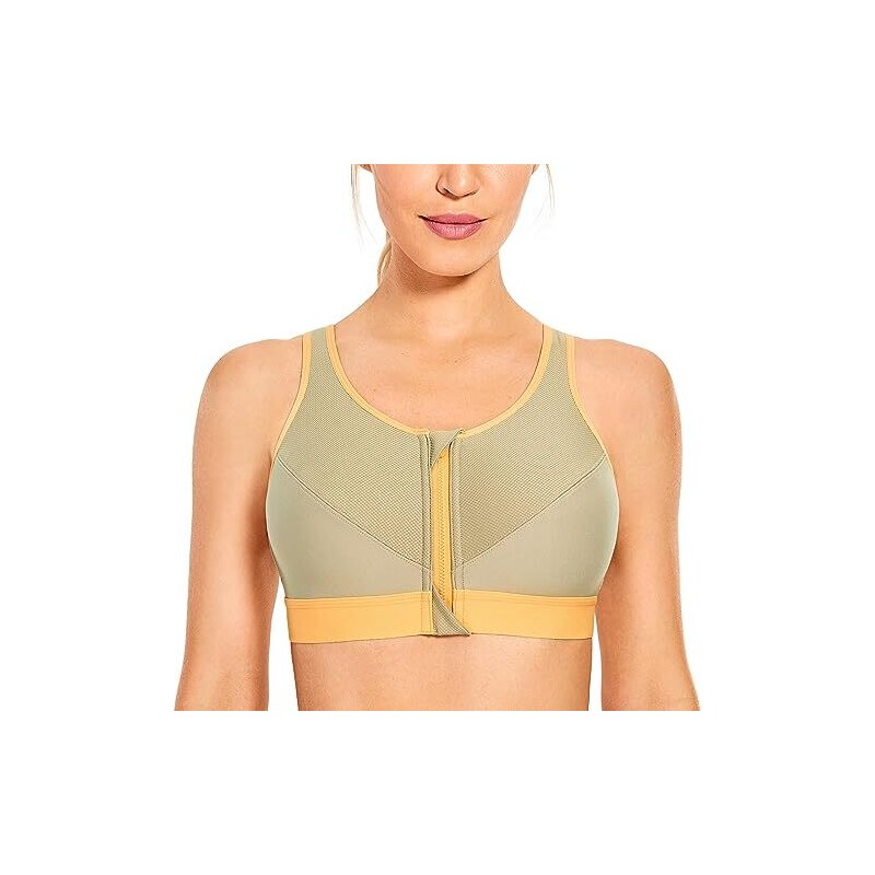 SYROKAN Reggiseno Sportivo Donna Alto Impatto, Doppio Strato, Senza Ferretto, Nero, Taglia 6F