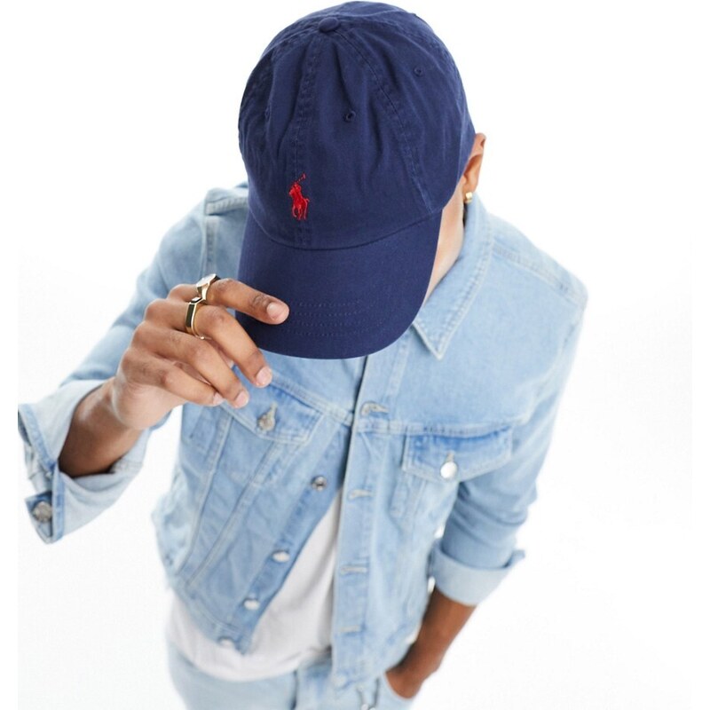 Polo Ralph Lauren - Cappellino blu navy slavato con logo a giocatore bianco