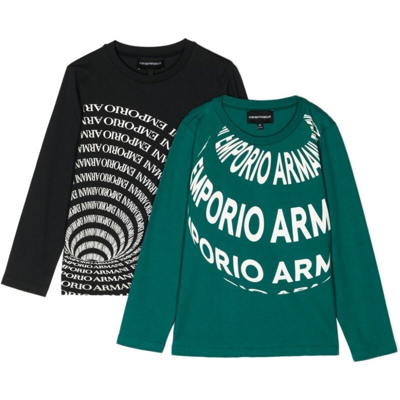 Emporio Armani Kids Set di 2 T-shirt con stampa - Nero