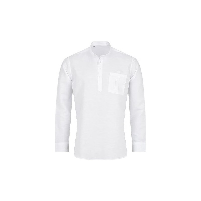Henley Camicie Da Uomo In Cotone E Lino, Casual, A Maniche