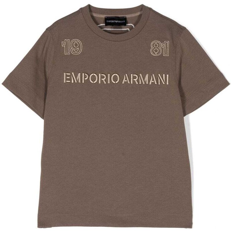 Emporio Armani Kids T-shirt con ricamo - Marrone
