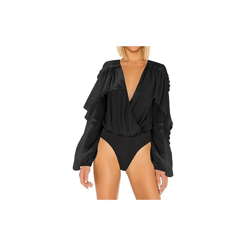 Rapbin Camicette da donna con scollo a V a maniche lunghe