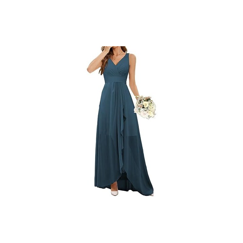 SAYNO Abiti da damigella d'onore lunghi in chiffon per abiti da