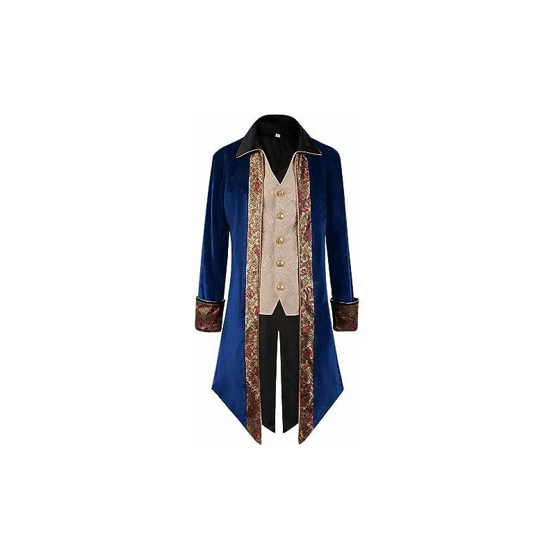 Costume Uomo Gotico Medievale, Giacca Vittoriana Ricamata, Smoking Vintage, Slim Fit, Frack Per Circo