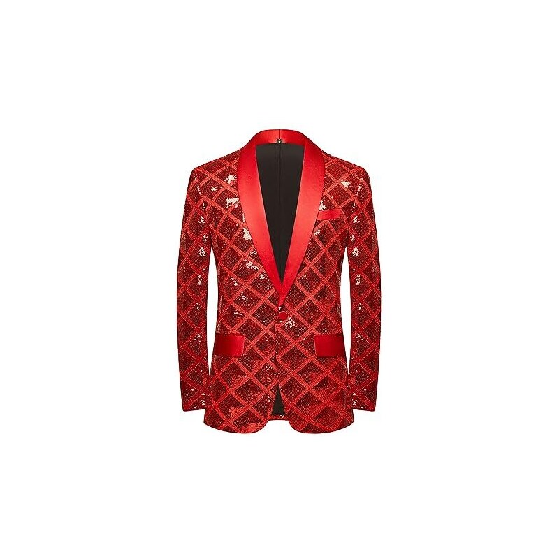 Veste Blazer Homme à Paillettes - Coupe Slim Fit Noir - Style Festif Et Chic - Pour Mariage, Soirée, Spectacle - Revers Paillettes