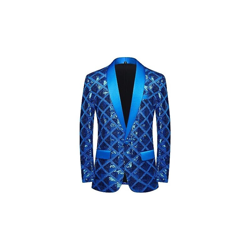 Blazer Homme à Paillettes - Veste Slim Fit Noir Pour Soirée - Style Festif Et Chic - Mariage, Fête, Spectacle