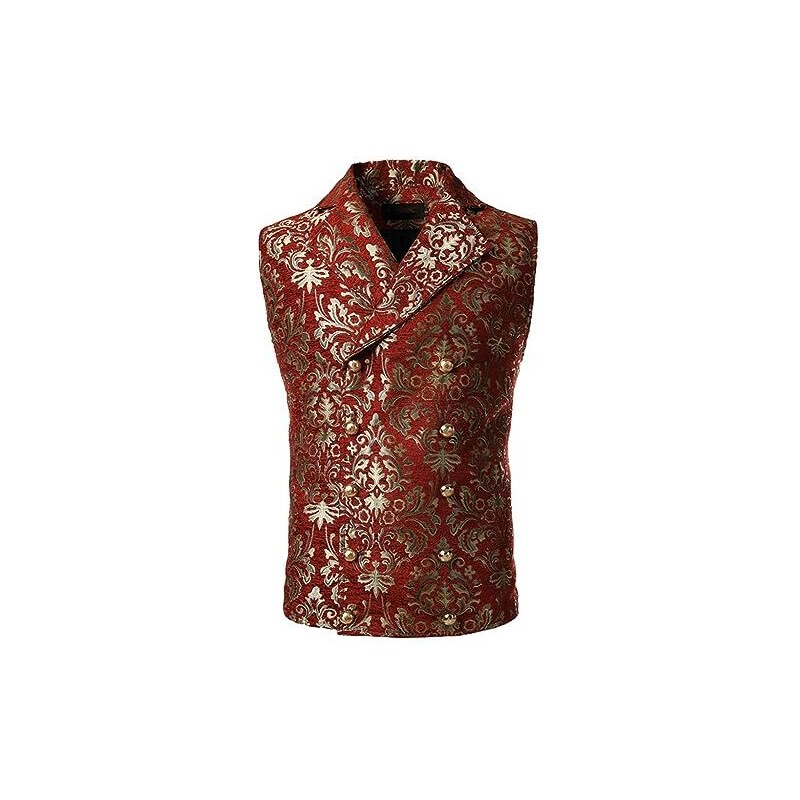 Gilet Steampunk Nero Da Uomo Con Ricamo Floreale main image 1