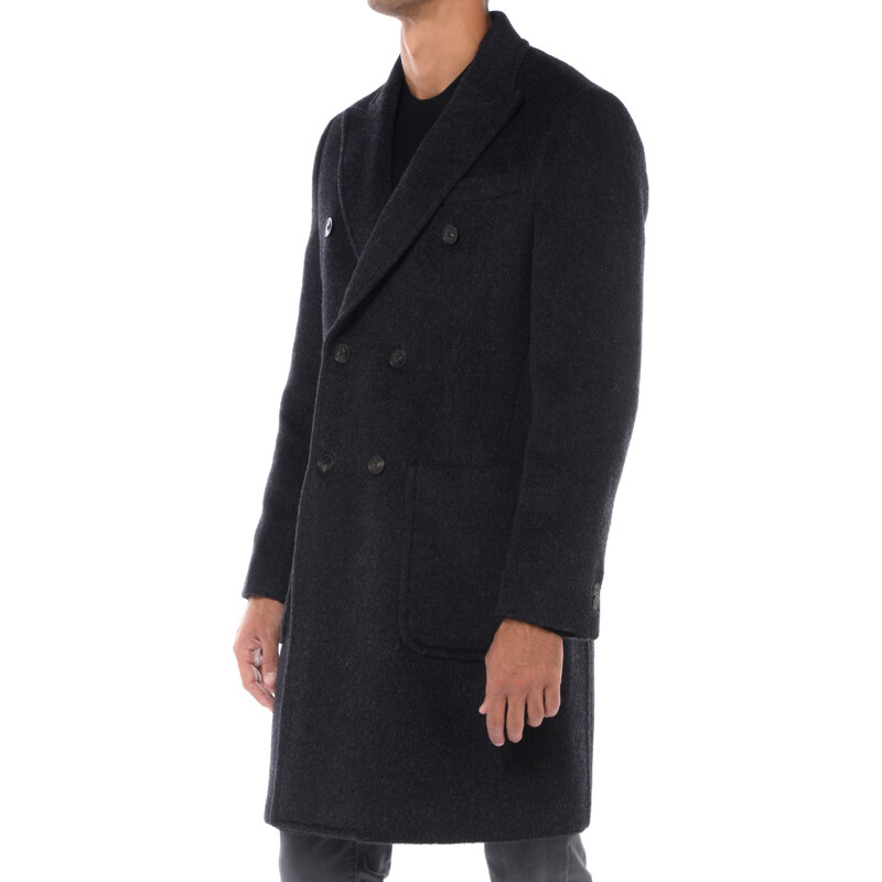 cappotto da uomo Emporio Armani in lana e mohair doppiopetto