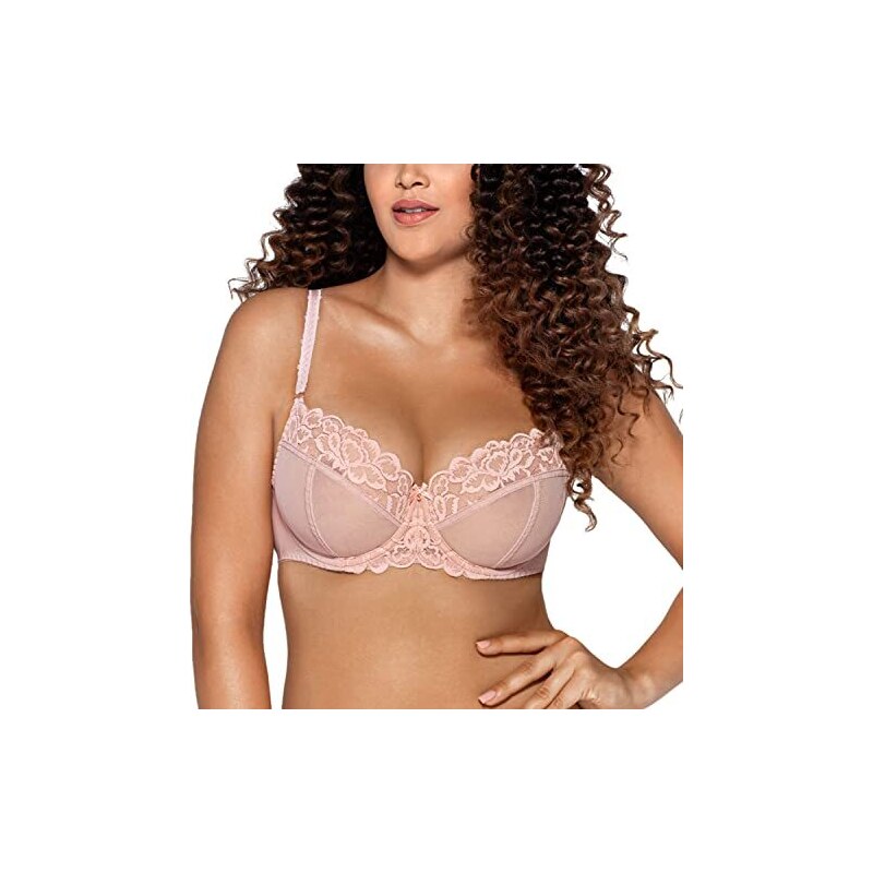 Gorsenia Reggiseno Non Imbottito Con Ricami K689 Blanche – Rosa Chiaro – Ferretto, Spalline Regolabili – Taglia 2L - 4