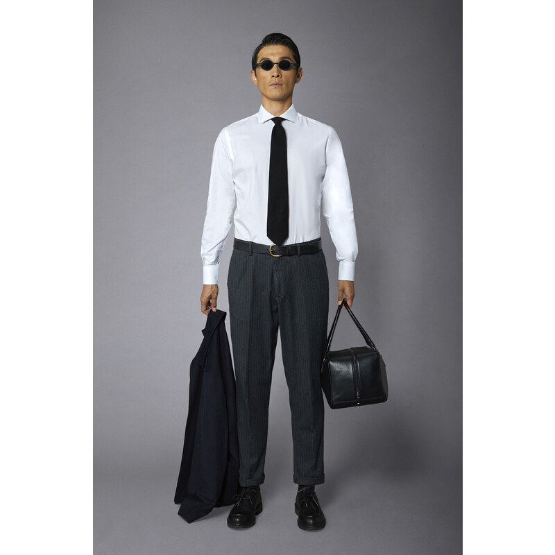 Camicia classica uomo collo francese regular fit tessuto armaturato