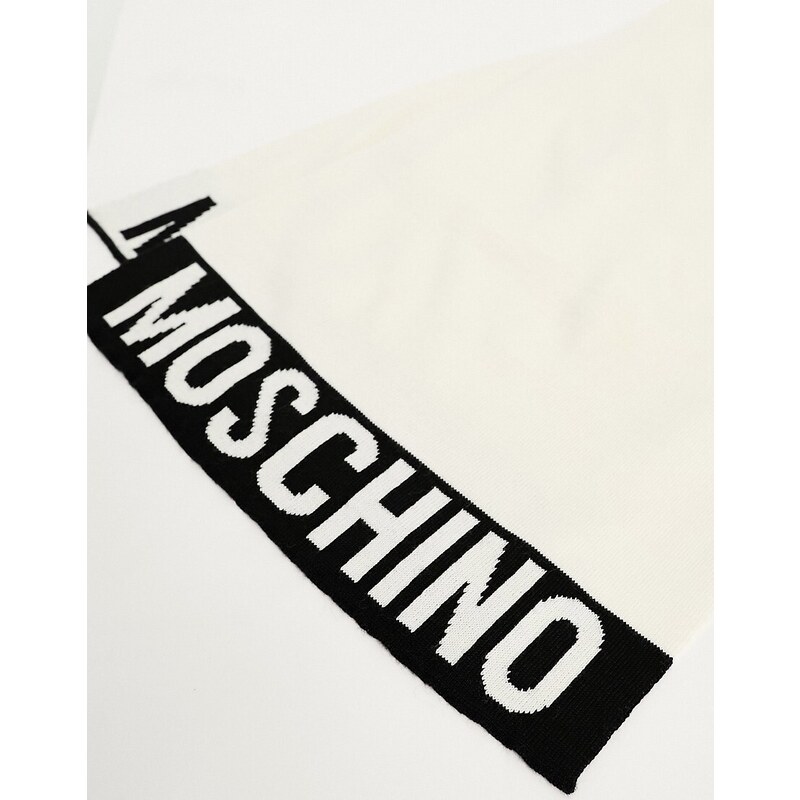 Moschino - Sciarpa bianca con logo grande-Rosa