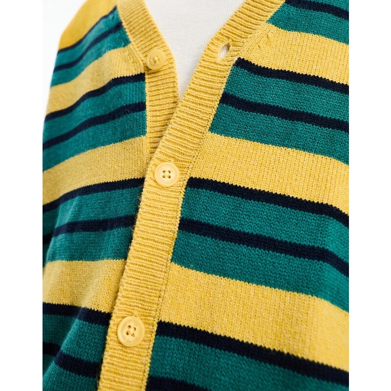 ASOS DESIGN - Cardigan oversize in maglia a righe color senape-Giallo