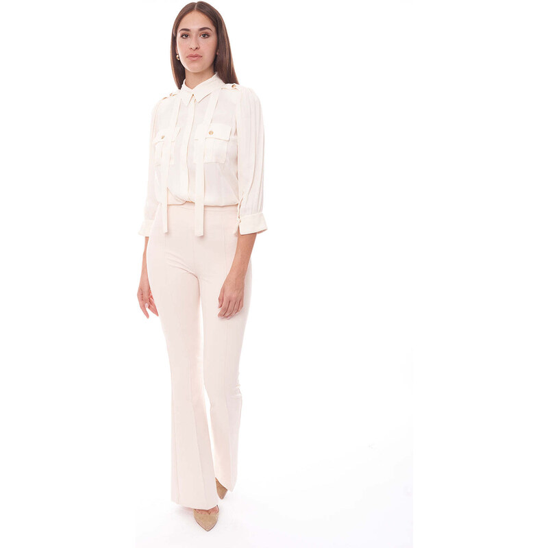 Elisabetta Franchi pantaloni slim in crepe borgogna main image 1